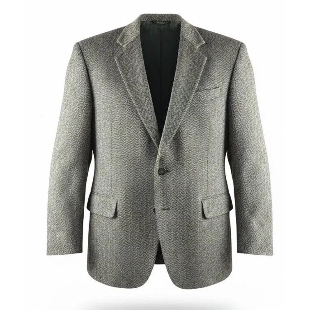 Brooks & Pike Herringbone‎ Blazer 44L Wool Nordstrom Gray USA Made